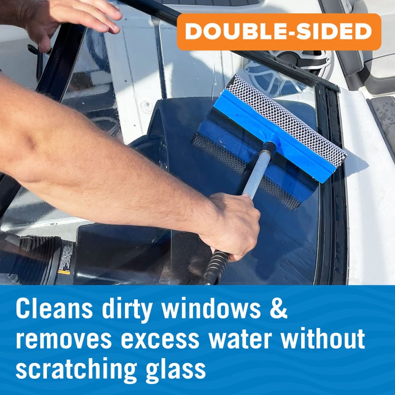 Better Boat Window Squeegee with Long Handle and Scrubber, for Car, Boat, RV Windows, Windshields, and Shower Glass Doors, Cleaning Tool with Large Sponge - Image 3